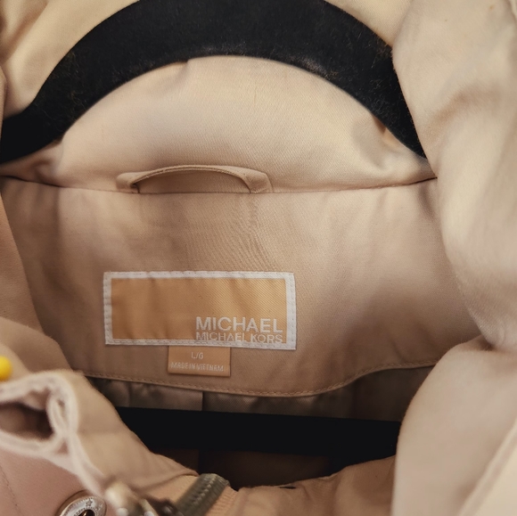 Michael Kors womens Taupe Beige removable hood Rain Trench Coat size Large - Picture 7 of 9